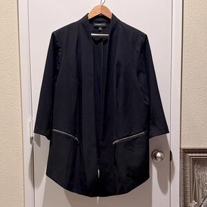 Lane Bryant Black Blazer with Zipper Accents 3/4 sleeves